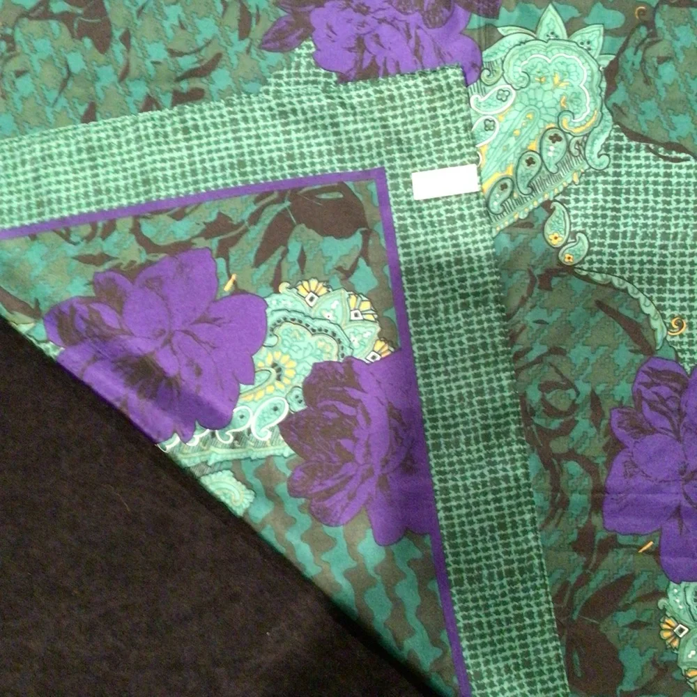 Vintage Christian Dior silk purple and green floral scarf